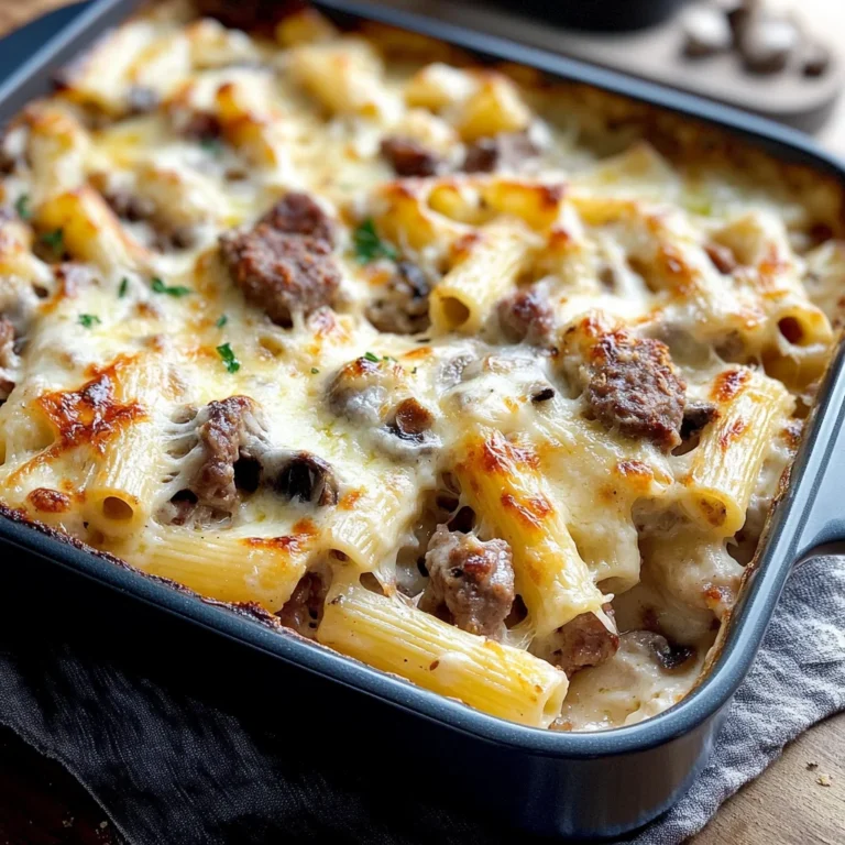 Pasta al forno con funghi e salsiccia