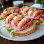 Tartine con salsa rosa e gamberetti