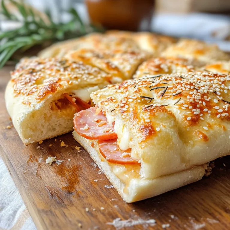 Focaccia con prosciutto di pollo e formaggio